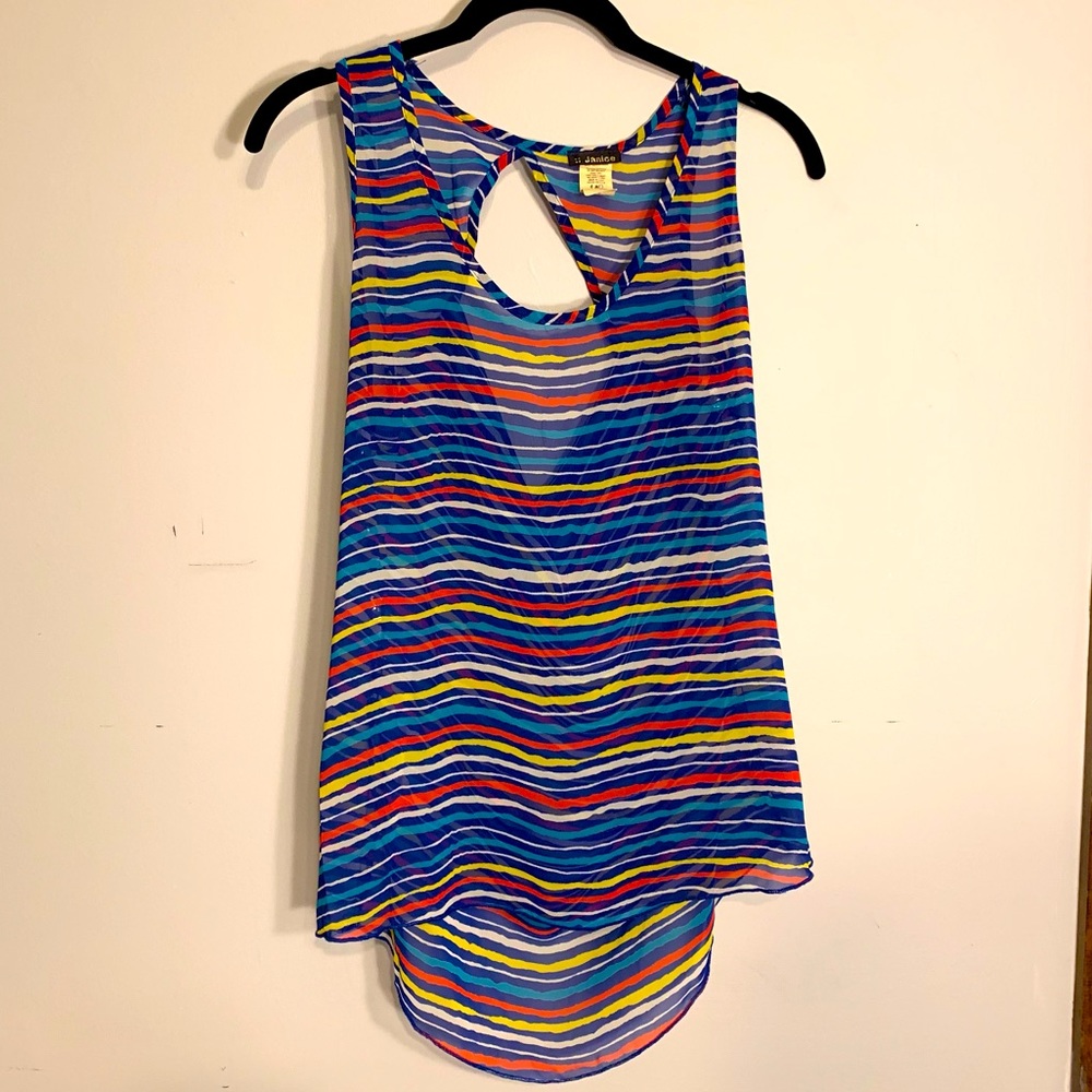 Vintage sheer chiffon sleeveless top beach swim Janice